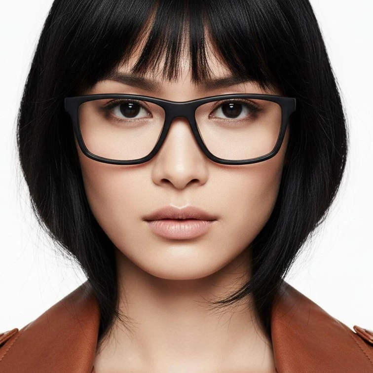 Rectangular Black Acetate Glasses #BS2012-0391