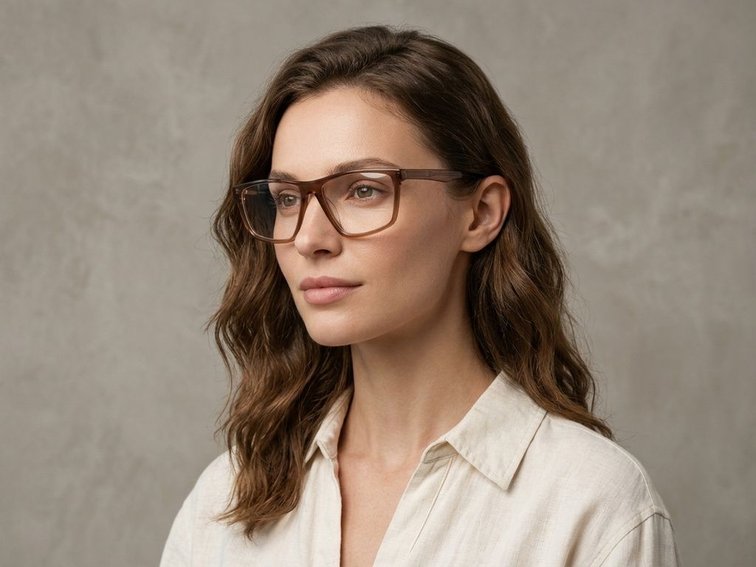 Rechteckige braune Acetatbrille #BS2012-0392