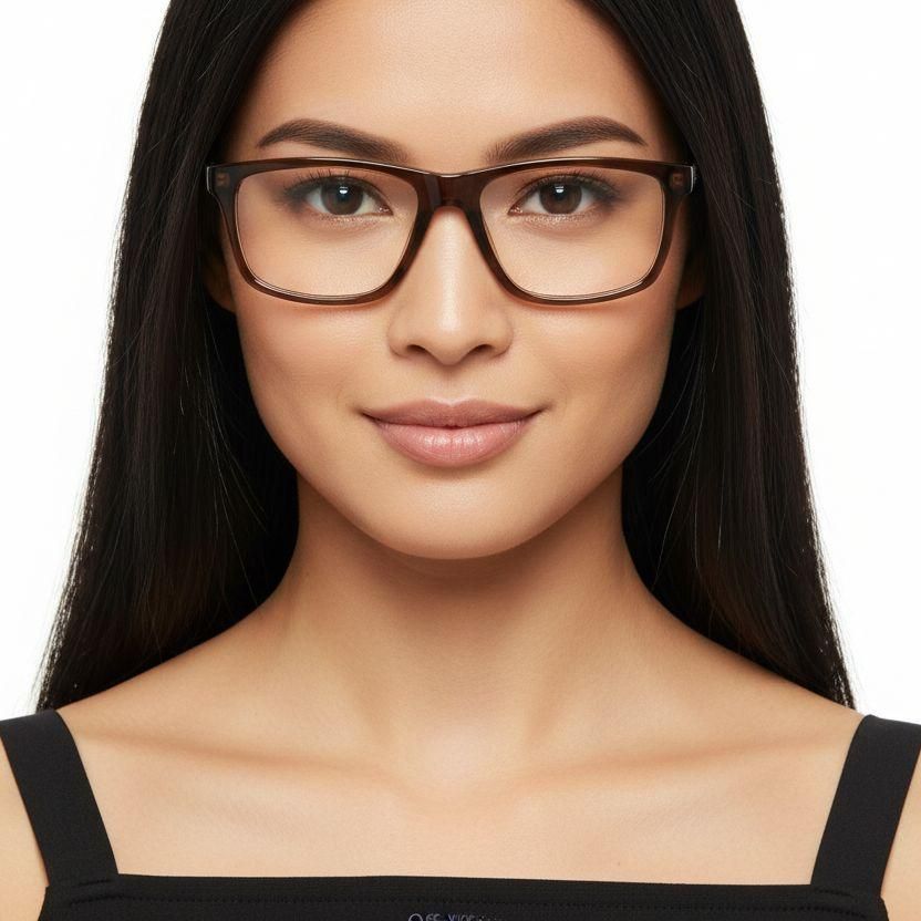 Rectangular Brown Acetate Glasses #BS2012-0392