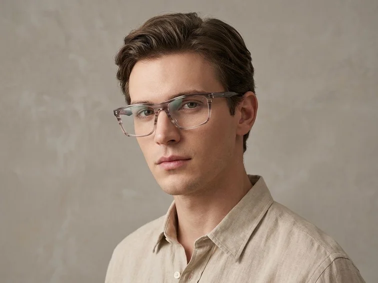 Rectangular Grey Acetate Glasses #BS2012-0395