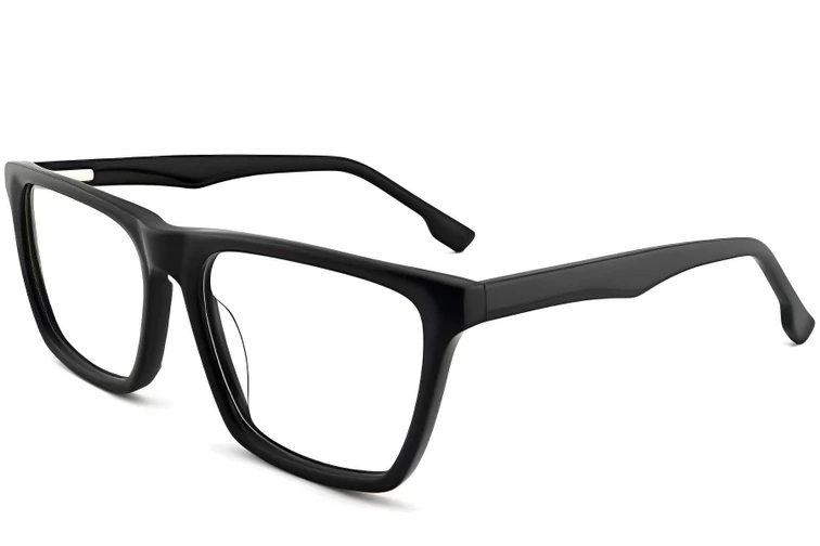Rectangular Black Acetate Glasses #BS2012-0401