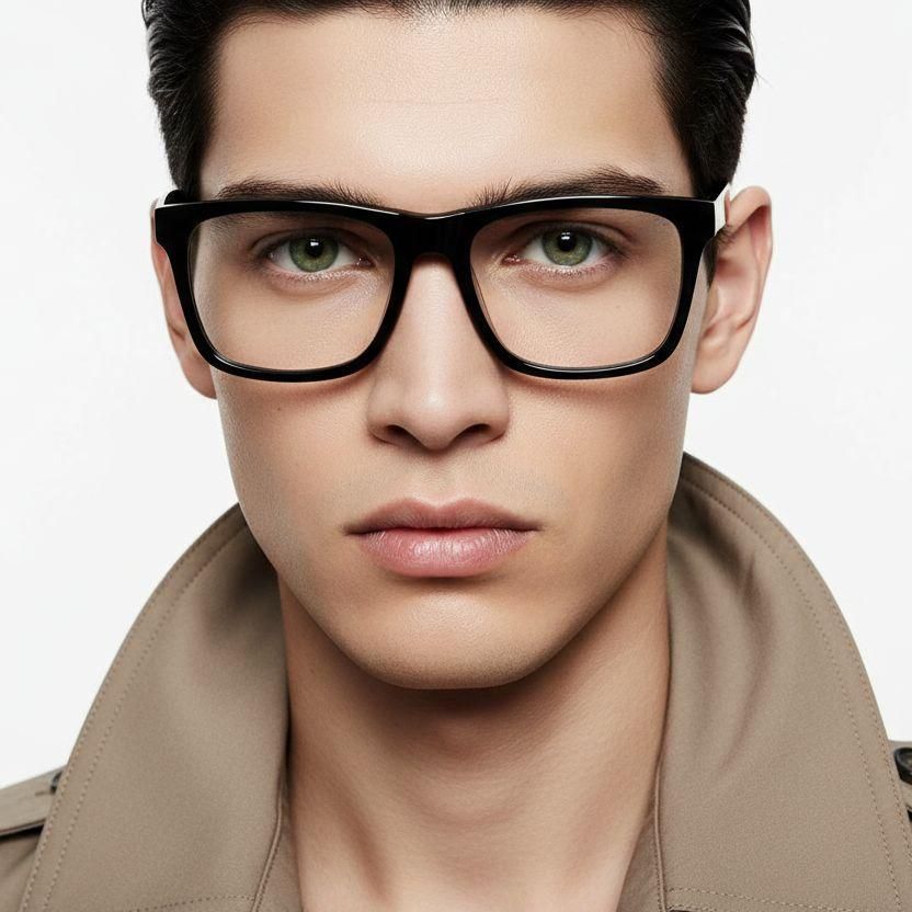 Rectangular Black Acetate Glasses #BS2012-0401
