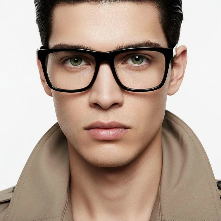 Rectangular Black Acetate Glasses #BS2012-0401