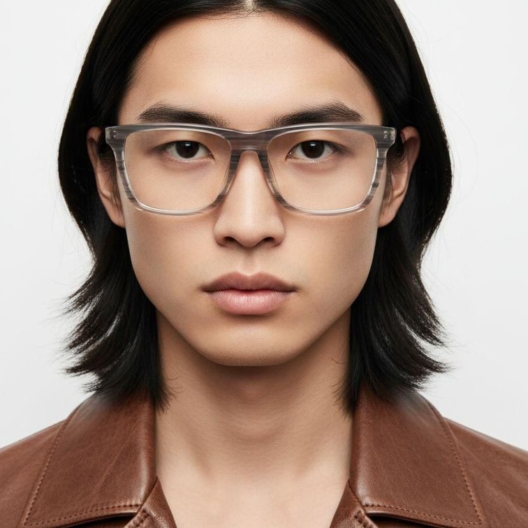 Rectangular Grey Acetate Glasses #BS2012-0405