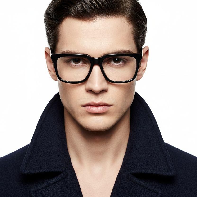 Rectangular Black Acetate Glasses #BS2012-0406