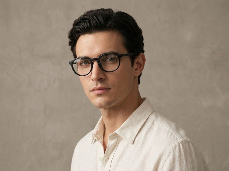 Oval Black Acetate Glasses #BS2012-0411