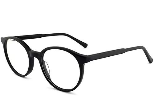 Lunettes ovales en acétate noir #BS2012-0411