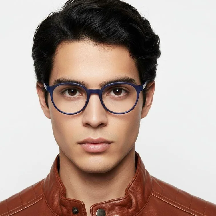 Oval Blue Acetate Glasses #BS2012-0413