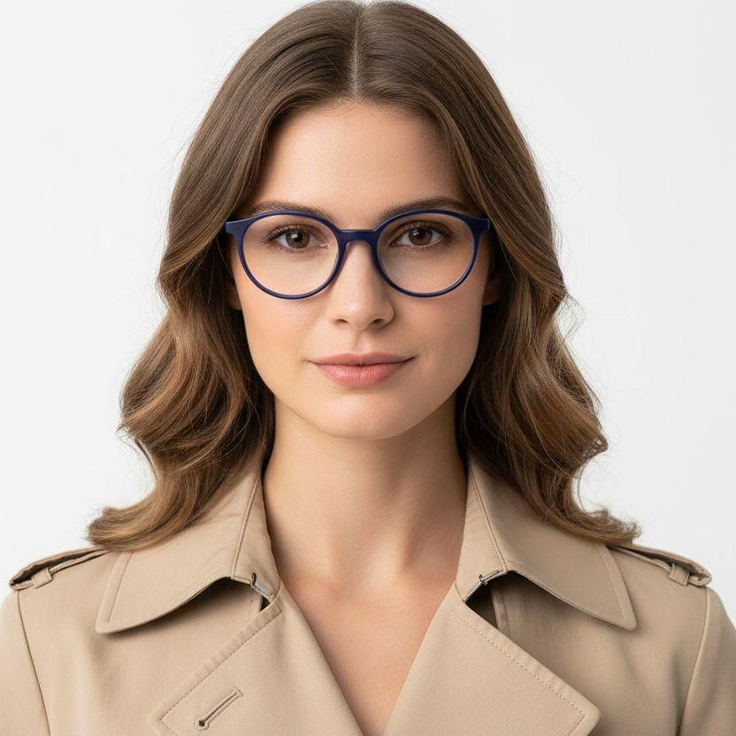 Oval Blue Acetate Glasses #BS2012-0413