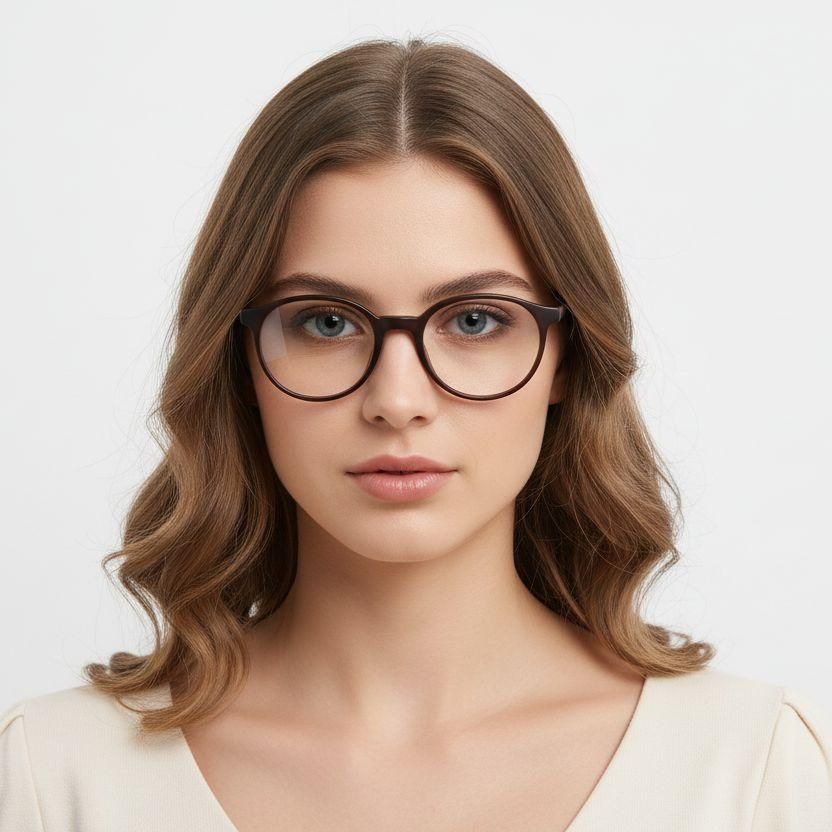Oval Brown Acetate Glasses #BS2012-0414