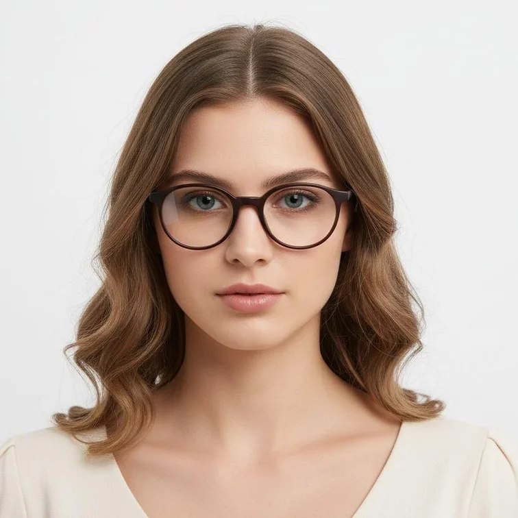 Lunettes ovales en acétate marron #BS2012-0414