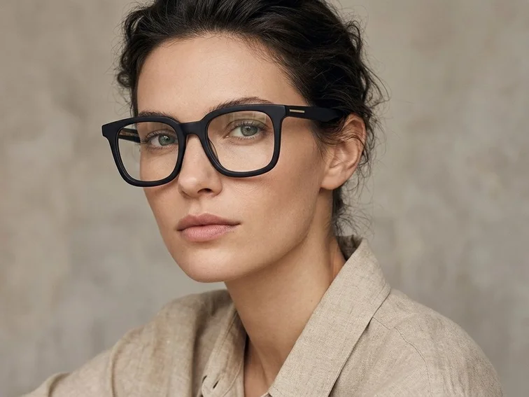 Rechteckige schwarze Acetatbrille #BS2012-0416