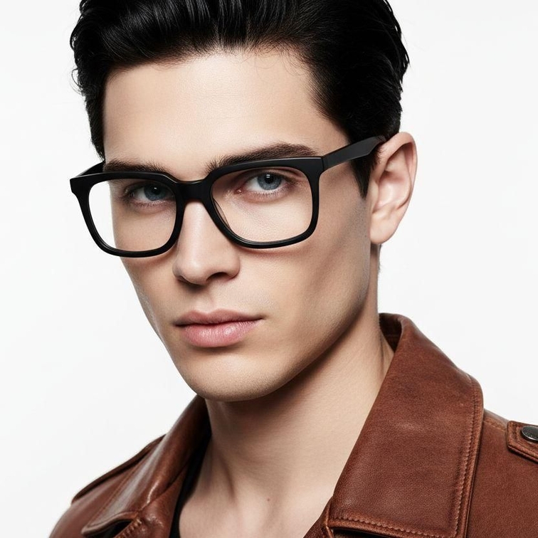 Gafas rectangulares de acetato negro #BS2012-0416