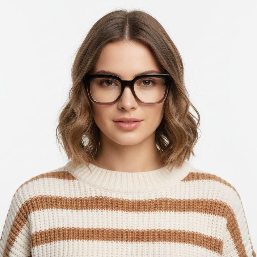 Rectangular Brown Acetate Glasses #BS2012-0420