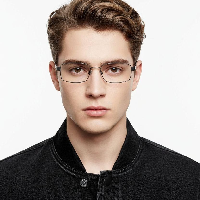 Rectangular Grey Metal Glasses #BS2012-0428