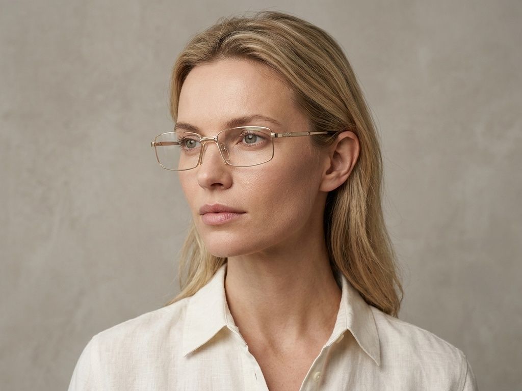 Rechteckige goldene Metallbrille #BS2012-0432
