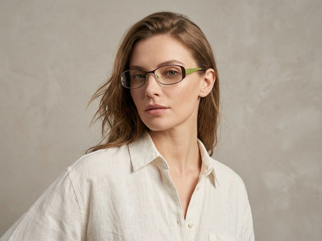 Lunettes ovales en métal vert #BS2012-0438