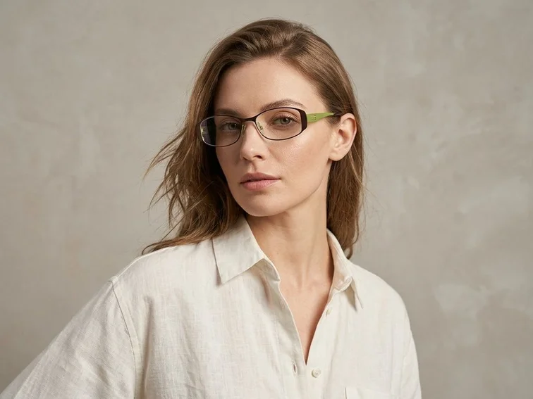 Oval Green Metal Glasses #BS2012-0438