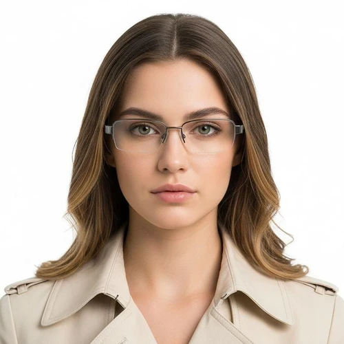 Semi-rimless Grey Metal Glasses #BS2012-0439