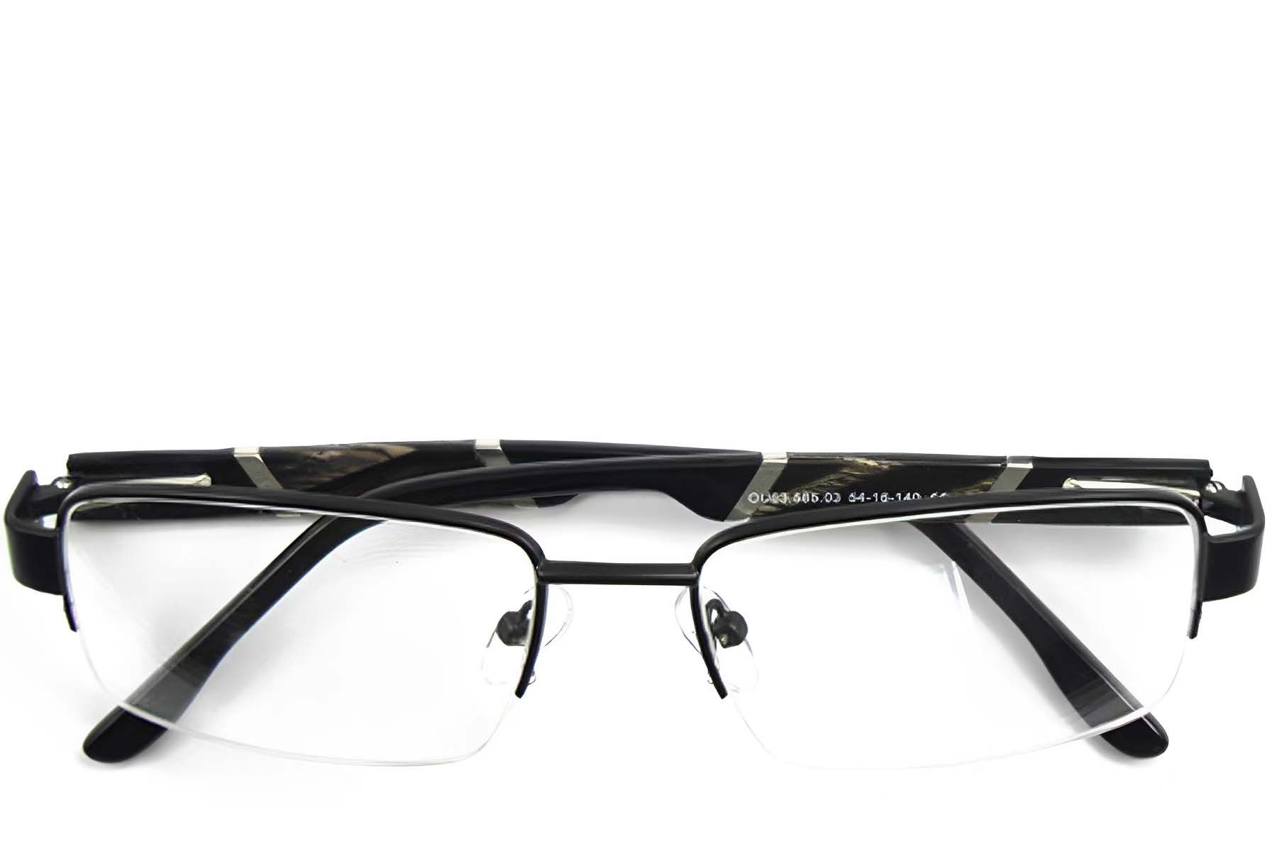 Semi-rimless Black Metal Glasses #BS2012-0440