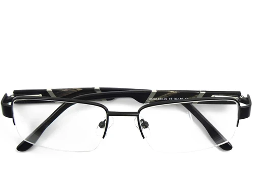 Semi-rimless Black Metal Glasses #BS2012-0440