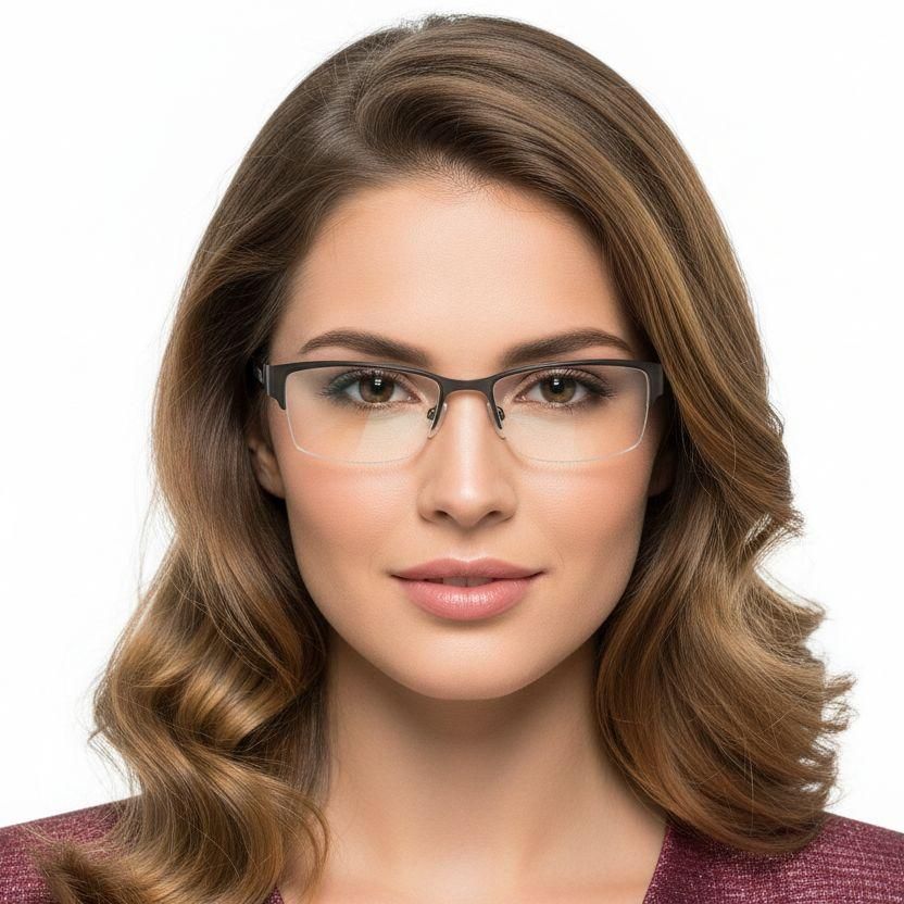 Semi-rimless Silver Metal Glasses #BS2012-0441