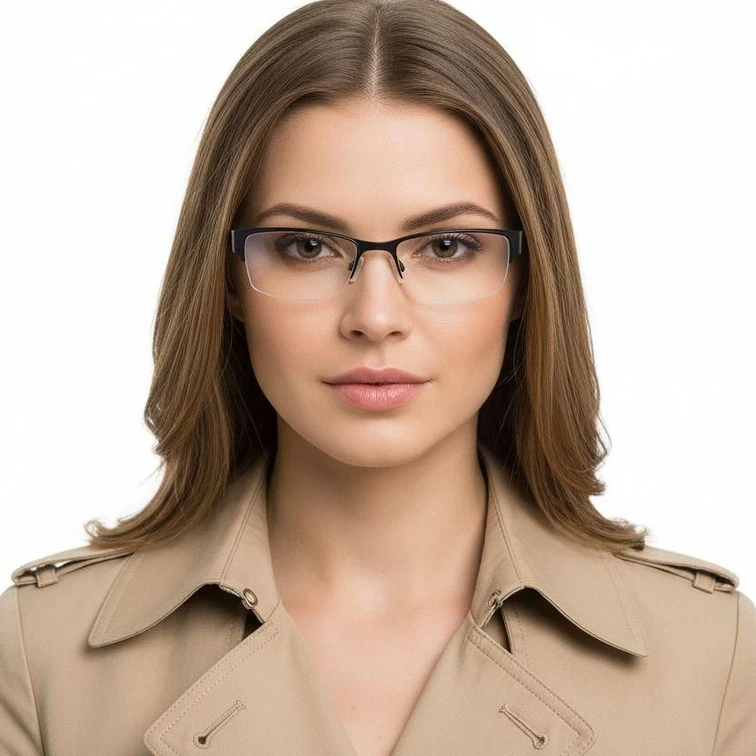 Semi-rimless Grey Metal Glasses #BS2012-0443