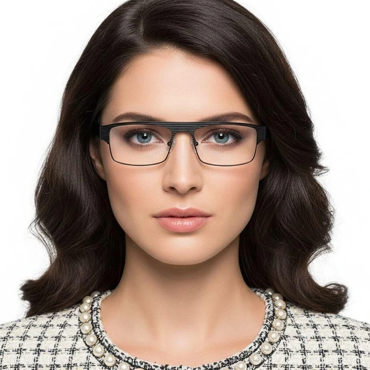Rectangular Blue Metal Glasses #BS2012-0445