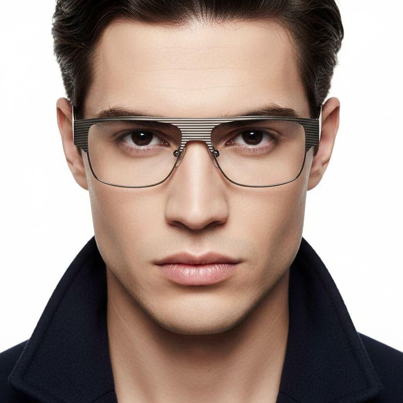 Rechteckige braune Metallbrille #BS2012-0446