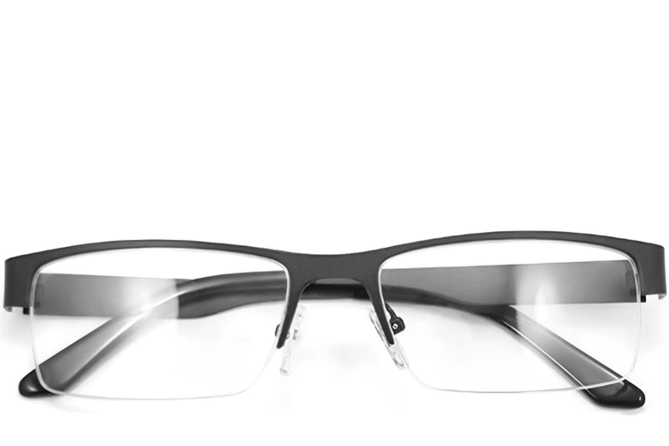 Halfrandloze zwarte metalen bril #BS2012-0447