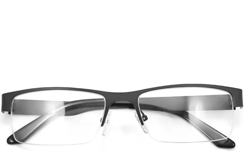 Semi-rimless Black Metal Glasses #BS2012-0447