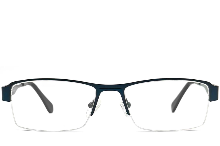 Semi-rimless Blue Metal Glasses #BS2012-0451