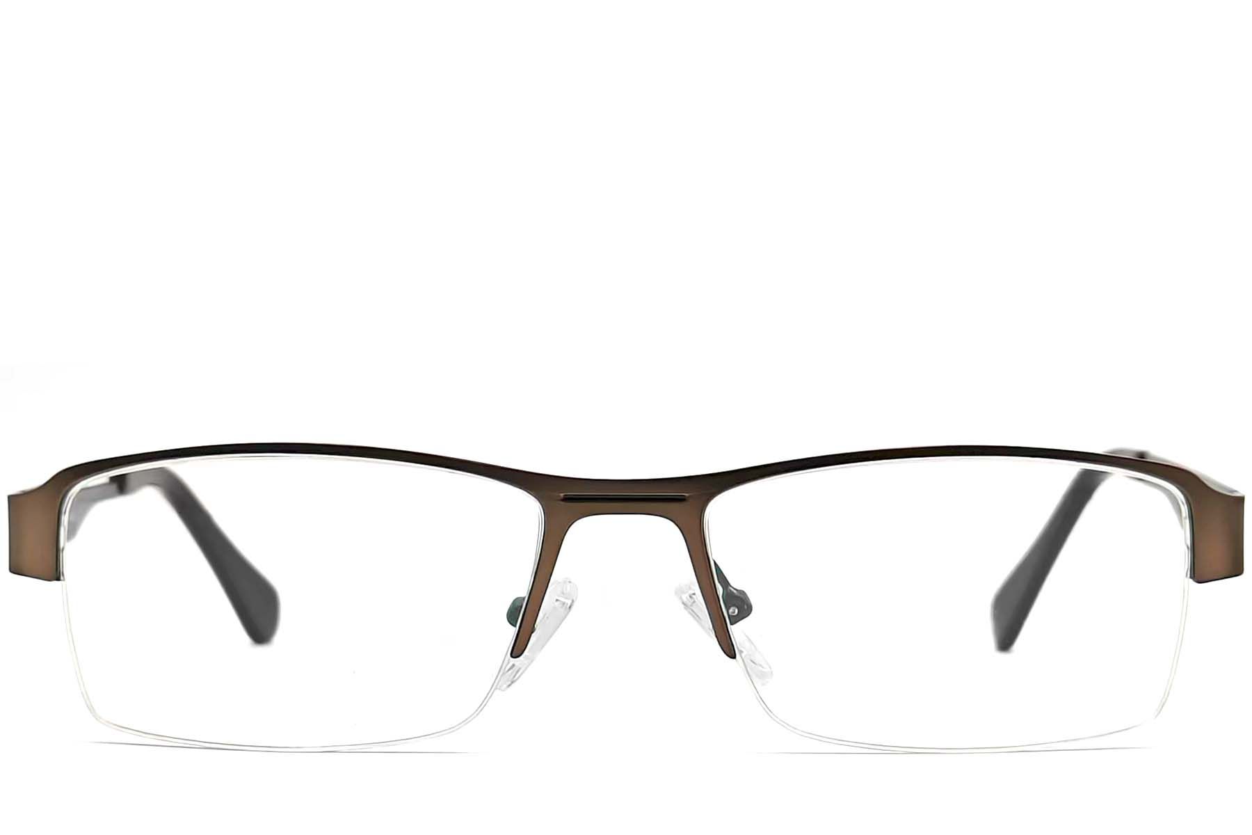 Semi-rimless Brown Metal Glasses #BS2012-0453