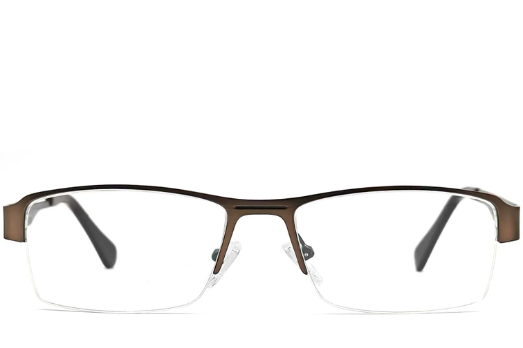 Semi-rimless Brown Metal Glasses #BS2012-0453