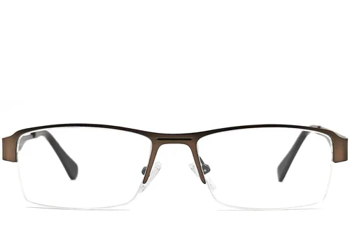 Lunettes de soleil demi-cerclées en métal marron #BS2012-0453