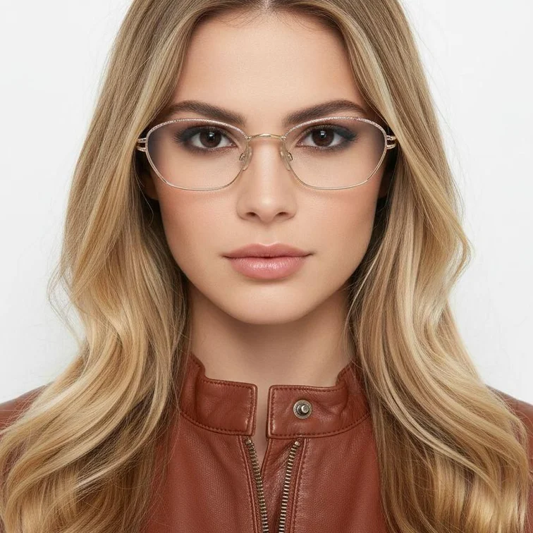 Gafas ovaladas de metal rosa #BS2012-0456