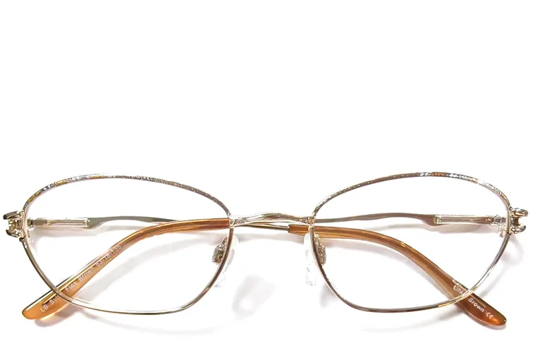 Oval Brown Metal Glasses #BS2012-0457