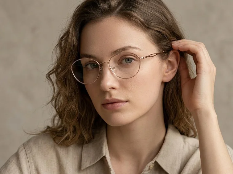 Oval Golden Metal Glasses #BS2012-0458