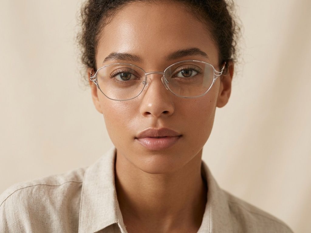 Oval Silver Metal Glasses #BS2012-0459