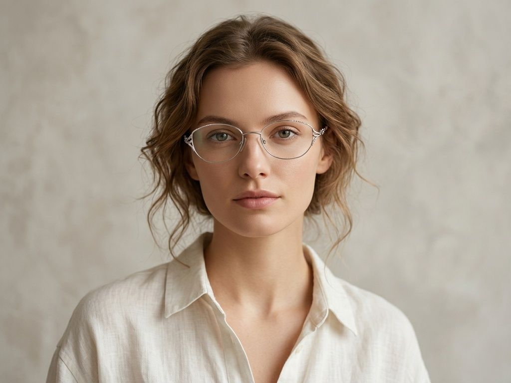 Oval Silver Metal Glasses #BS2012-0459