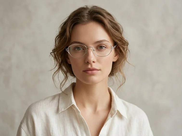 Oval Silver Metal Glasses #BS2012-0459