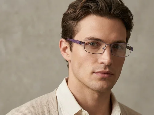 Lunettes rectangulaires en métal violet #BS2012-0461
