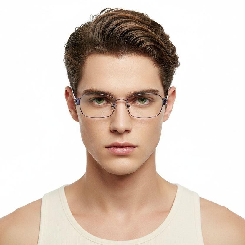 Rechteckige lila Metallbrille #BS2012-0461