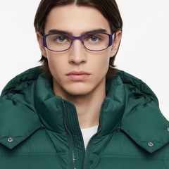 Rectangular Blue Metal Glasses #BS2012-0462