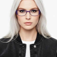 Rectangular Blue Metal Glasses #BS2012-0462