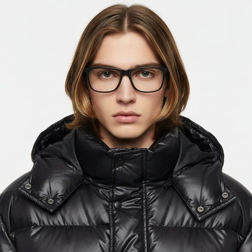 Lunettes rectangulaires en acétate noir #BS2012-0474