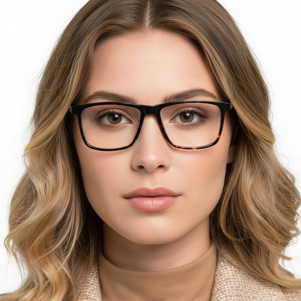 Rectangular Tortoiseshell Acetate Glasses #BS2012-0477
