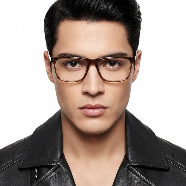 Rectangular Brown Acetate Glasses #BS2012-0479