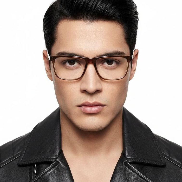 Lunettes rectangulaires en acétate brun #BS2012-0479