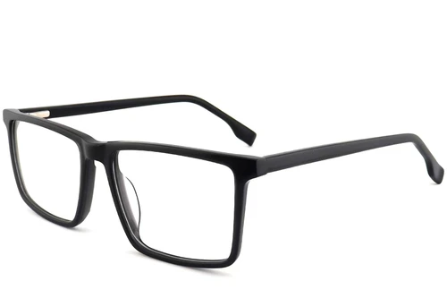 Lunettes rectangulaires en acétate noir #BS2012-0481